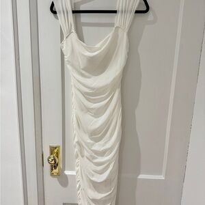 Elegant White Draped Dress